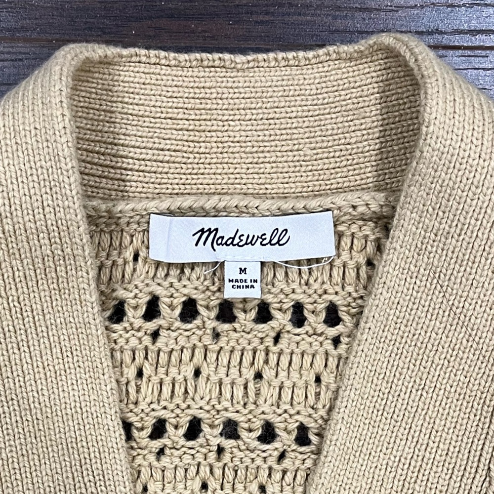Madewell Tanfield Open-Stitch Cardigan Sweater in Desert Dune - Picture 3 of 4